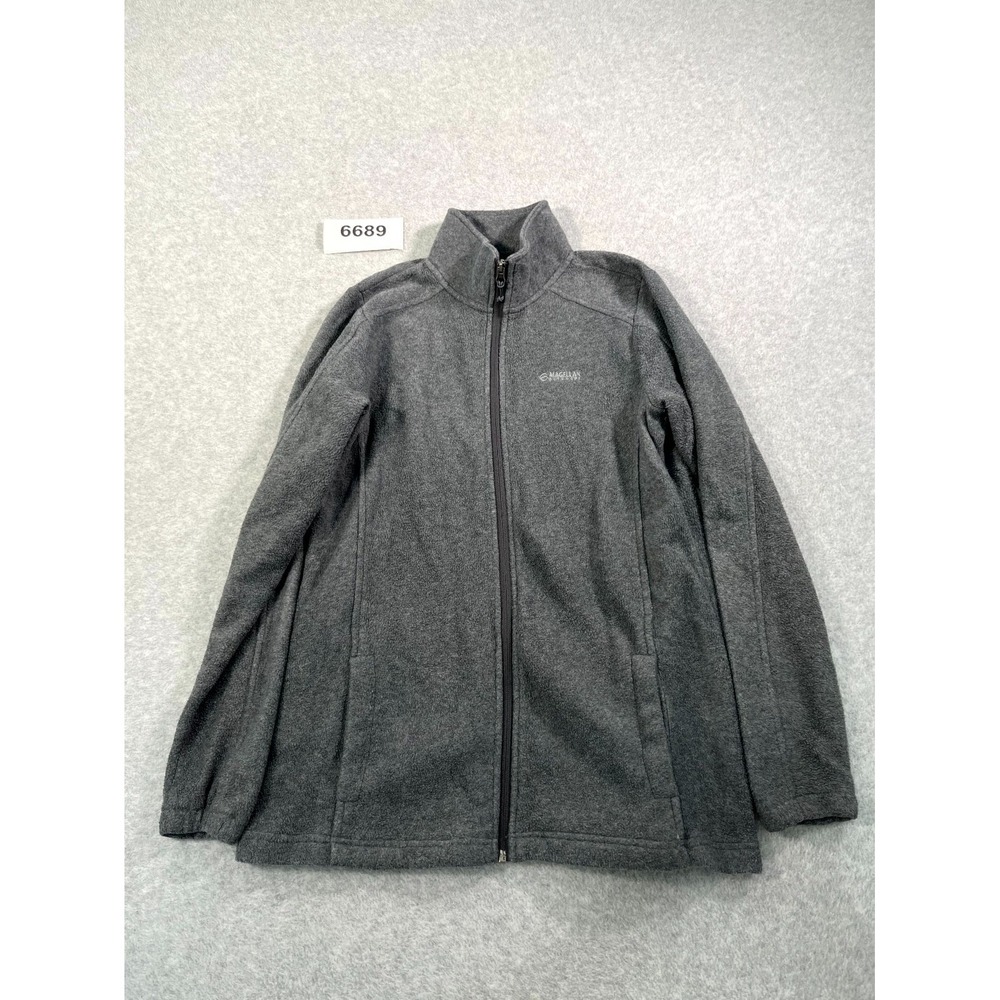 Magellan Outdoors Arctic Fleece Jacket Womens Gray Large Logo Full Zip‎ Winter
